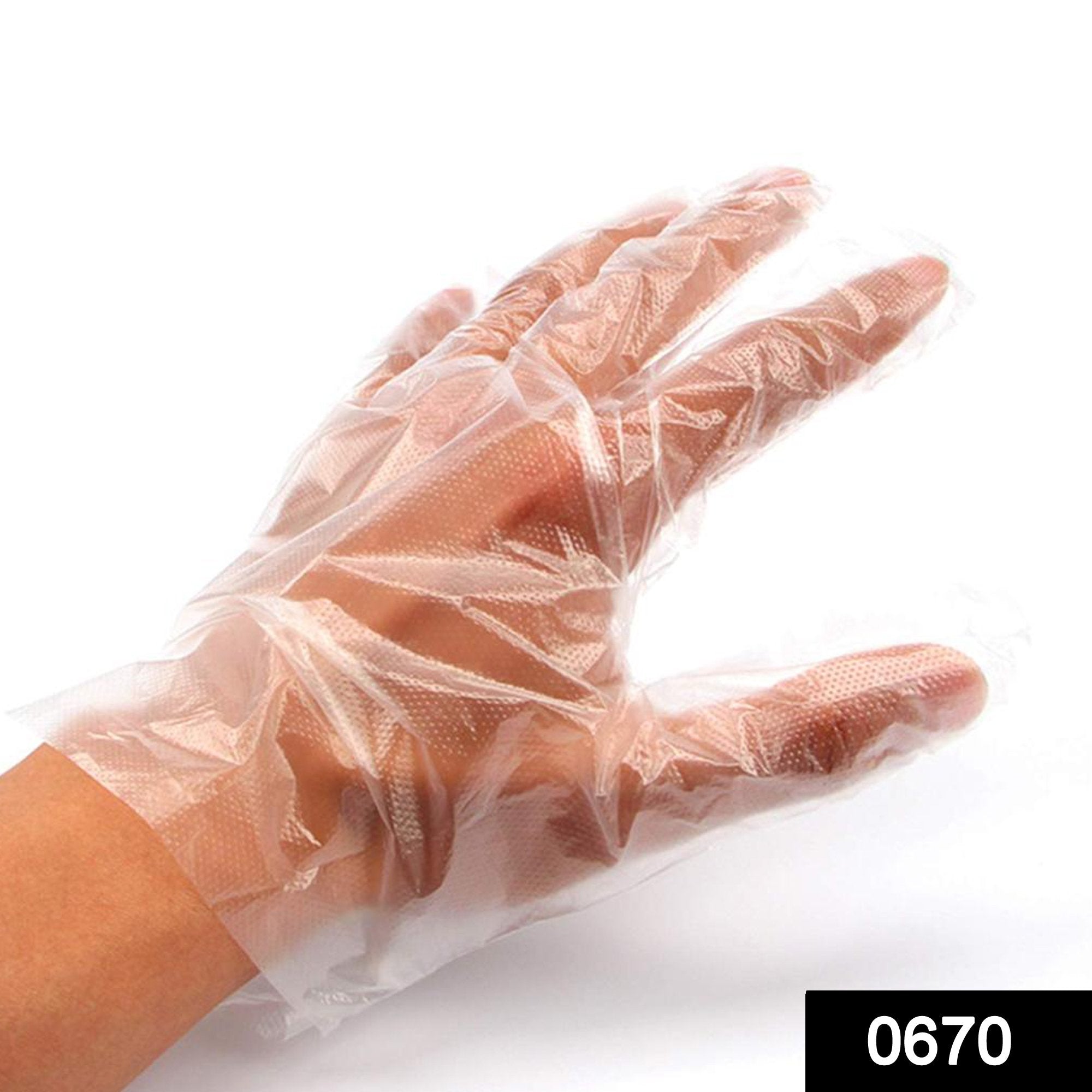 0670 Plastic Transparent Disposable Clear Gloves (White) (100Pc) - SkyShopy 0670 Plastic Transparent Disposable Clear Gloves (White) (100Pc) - SkyShopy
